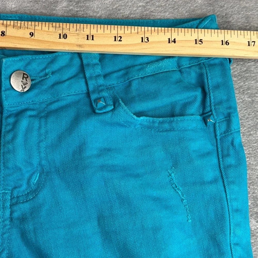 Roxy Women's 9 32x28 Super Skinny Jeans Teal Blue Distressed Retro Grunge Street